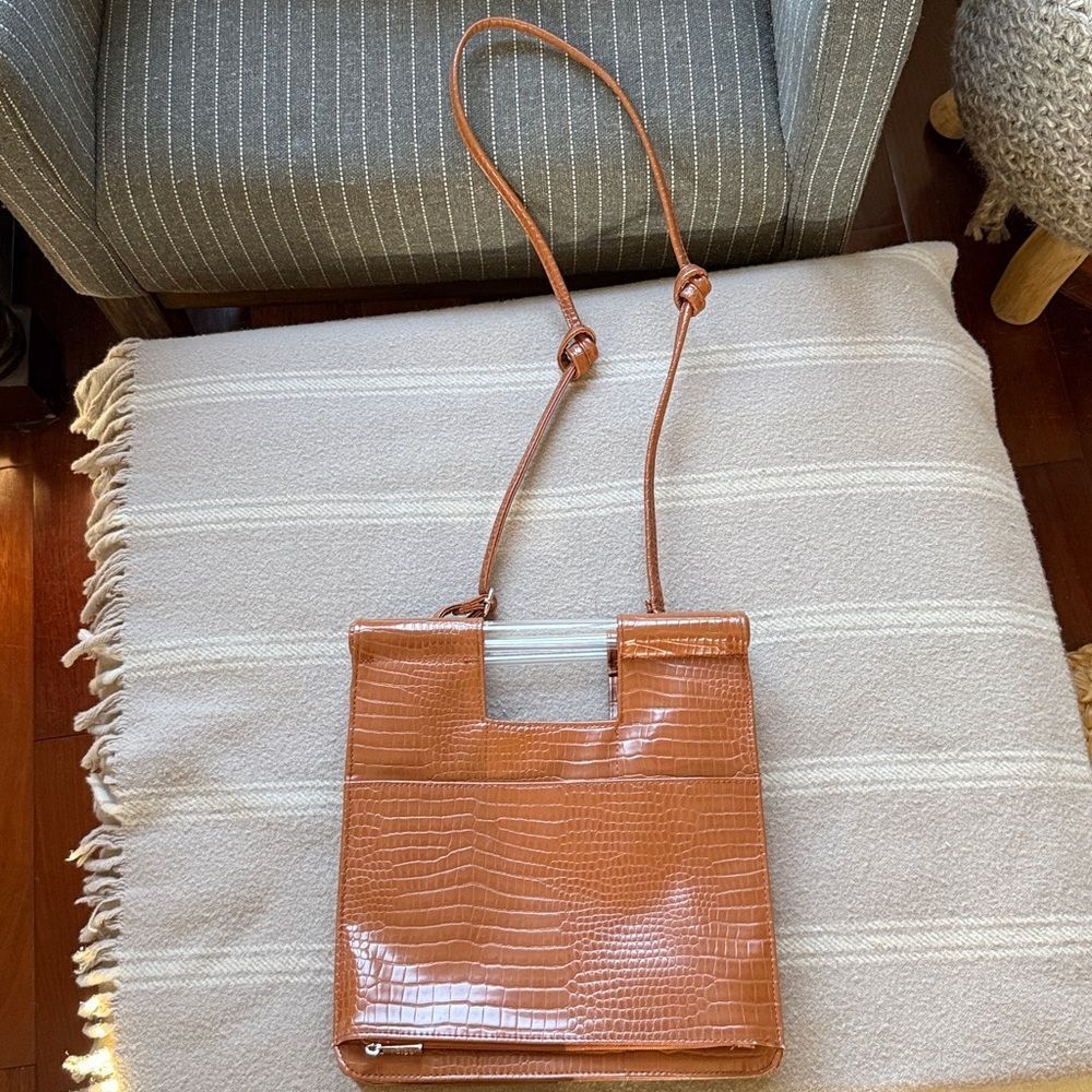 BEIS Crossbody Cognac Croc Bag - Picture 6 of 12